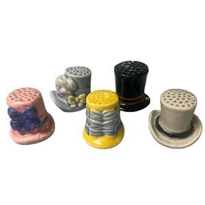 Vintage Schmid ceramic Bonnet thimbles set of 5